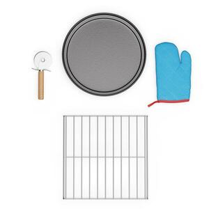 Klarstein 4 darabos PizzaForno tartozékkészlet, pizzatartó és pizza serpenyő, hőkesztyű és szeletelő kép