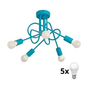 Gyerek mennyezeti lámpa OXFORD 5xE27/15W/230V kék W kép