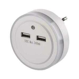 LED konnektorba dugható éjszakai lámpa fényérzékelővel+2xUSB 3xLED/0, 3W/230V P3313 kép