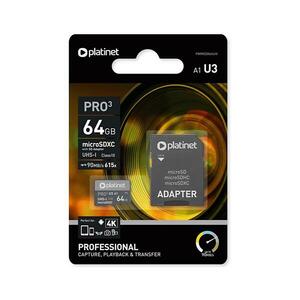 MicroSDXC 64GB U3 Pro A1 90MB/s + SD Adapter PMMSDX64UIII kép