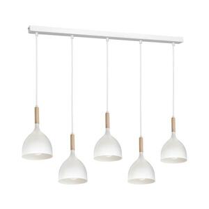 Csillár zsinóron NOAK 5xE27/15W/230V fehér/bükkfa 3711 kép