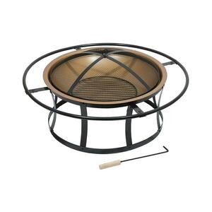 Hordozható fa tűzrakóhely rostéllyal fekete/réz 13005 kép
