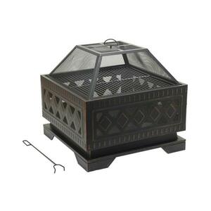 Hordozható fa tűzrakóhely rostéllyal fekete/patina 13009 kép