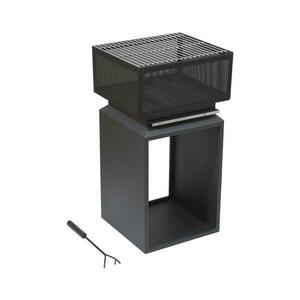 Hordozható fa tűzrakóhely rostéllyal fekete 13007 kép