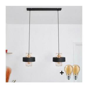 LED Csillár zsinóron VOLTA 2xE27/15W/230V fekete/arany W kép