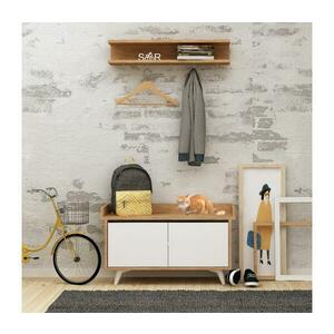 Fali akasztó ARASSO 18, 8x80 cm + cipősszekrény 60x90 fehér/barna 811MDD4101 kép