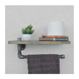 Fali polc törölközőtartóval BORURAF 16x40 cm fenyő/fekete 792EVL1807 kép