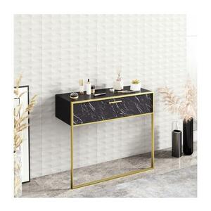 Fali konzolasztal POLKA 76, 8x90 cm arany/fekete 875ZNA3509 kép