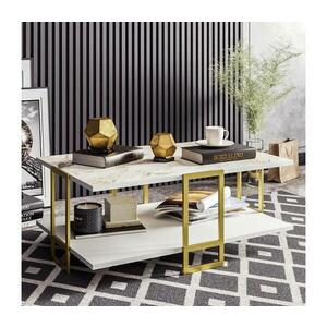 Kávésasztal POLKA 36, 6x91, 5 cm arany/fehér 875ZNA2813 kép