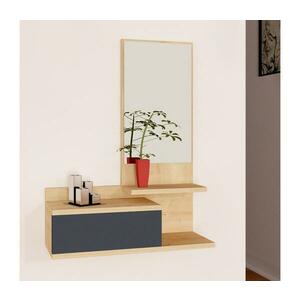 Fali polc tükörrel ROZELLA 90x60 cm bézs/antracit 550ARN1302 kép