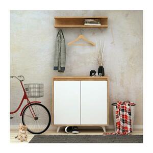 Fali fogas OBSOYO 15x80 cm + cipőtartó 100x80 cm barna/fehér 811MDD4103 kép