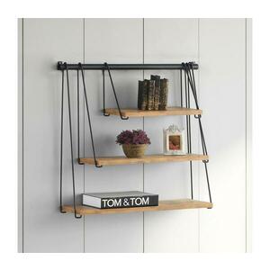 Fali polc ZIHON 63, 5x60 cm fekete/barna 854KLN4315 kép