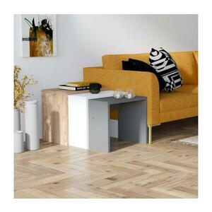 KÉSZLET 3x Kisasztal GUL barna/fehér/szürke 835PUQ2903 kép