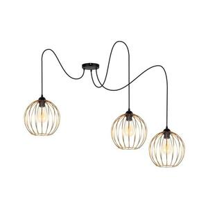 Csillár zsinóron MATT 3xE27/60W/230V pók fekete/réz 0868 kép