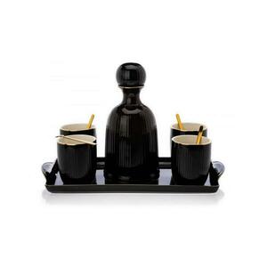 HowHomely KENDI fekete kerámia csésze készlet kancsóval és tálcával HH kép