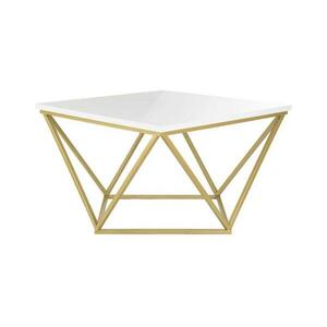 HowHomely Kávéasztal CURVED 62x62 cm sárgaréz/fehér 10 kép