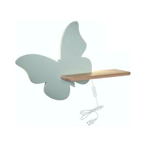 LED gyerekszoba falilámpa polccal BUTTERFLY LED/5W/230V zöld/fa 21 kép
