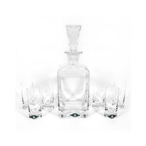 Készlet 1x üvegpalack, 1x üvegdugó és 6x felespohár átlátszó kép