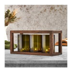 Gyertyatartó 13x28 cm fa/üveg 950FRB1116 kép