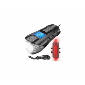 LED Újratölthető kerékpáros lámpa számlálóval és csengővel LED/1500 mAh IP65 T234H kép