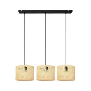 Csillár zsinóron ALBA 3xE27/15W/230V rattan/fekete W kép