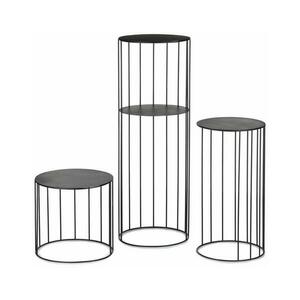 HowHomely 3x LOFT fekete virágtartó állvány szett HH kép