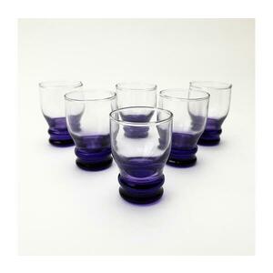 6 db átlátszó lila likőrös pohár szett kép