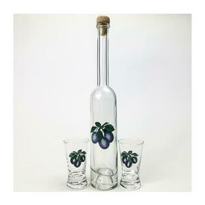 Készlet 1xüveg palack kerek és 2x Felespohár átlátszó kép