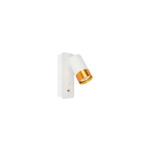 Fali spotlámpa USB töltővel 1xGU10/35W/230V fehér/arany BEDROOM LIGHT WHITE kép