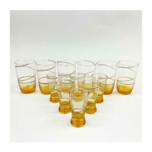 Készlet 6x nagyobb pohár és 6x kisebb pohár feleshez sárga kép