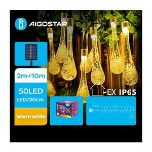 B.V. LED napelemes dekorációs lánc 50 LED, 8 funkció, 12m, IP65, meleg fehér B10201JF1 kép