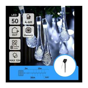 B.V. LED napelemes dekorációs lánc 50 LED, 8 funkció, 12m, IP65, hideg fehér B10201JF2 kép