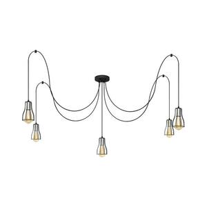 Csillár zsinóron TUBE LONG 5xE27/15W/230V fekete/króm W kép