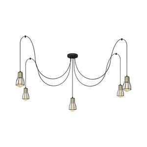 Csillár zsinóron TUBE LONG 5xE27/15W/230V fekete/arany W kép
