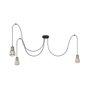 Csillár zsinóron TUBE LONG 3xE27/15W/230V fekete/arany W kép