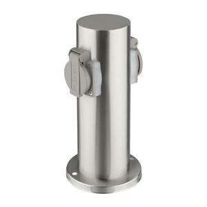 PG10 kültéri 2 aljzatos, 230V, IP44, matt króm, kerek oszlop PG10 kép