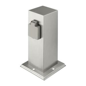 PG11 kültéri 2 aljzatos 230V IP44 matt króm, szögletes oszlop PG11 kép