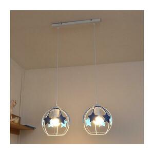 Gyerek csillár zsinóron STARS 2xE27/15W/230V kék/fehér W kép