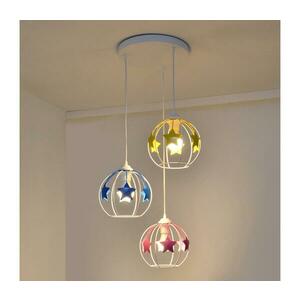 Gyerek csillár zsinóron STARS 3xE27/15W/230V kék/rózsaszín/sárga W kép