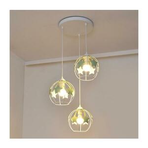 Gyerek csillár zsinóron STARS 3xE27/15W/230V zöld/fehér W kép