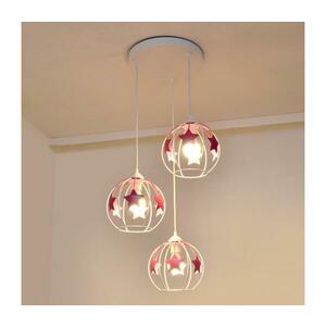 Gyerek csillár zsinóron STARS 3xE27/15W/230V rózsaszín/fehér W kép