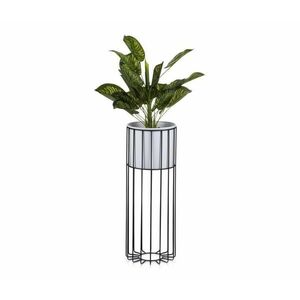 HowHomely Fém virágcserép LOFT 55x20 cm fekete/fehér HH kép