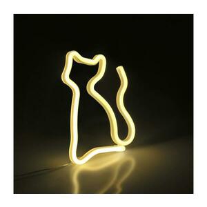 LED Neon fali dekoráció CAT LED/3W/3xAA USB sárga 327093 kép