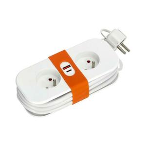 Hosszabbító kábel 2Z + 2xUSB, 1, 4 m, fehér KDSN00000033 kép