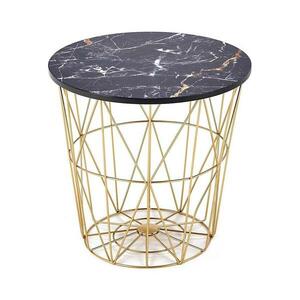 Halmar Kávésasztal HARISSA 41x42 cm arany/fekete márvány dekoráció V kép