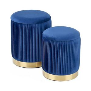 Halmar KÉSZLET 2x Taburet MONTY átm. 36/66 cm kék/arany V kép