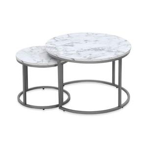 Halmar KÉSZLET 2x Kávésasztal PAOLA átm. 38/60 cm szürke/márvány dekoráció V kép