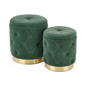 Halmar KÉSZLET 2x Taburet POLLY átm. 40/44 cm zöld/arany V kép