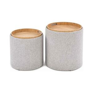 Halmar KÉSZLET 2x Taburet AVIKO átm. 38/45 cm szürke/bézs V kép