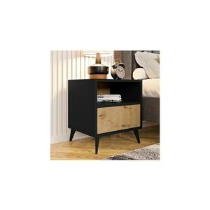 MIRJAN 24 Éjjeliszekrény OVESSI 52x47 cm fekete/tölgy artisan kép
